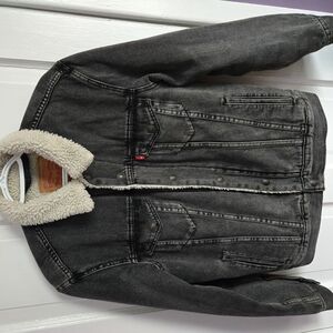 Levi's Charcoal Denim Jacket with Sherpa Collar